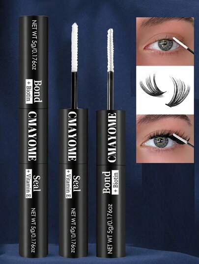 1/2/3pcs, 5g+5g Dual-Ended Eyelash Glue And Setting Liquid, Extra-Strong Adhesive, Suitable For Eyelash Extensions. 10g Eyelash Glue And Sealing Liquid, Waterproof And Long-Lasting, Super-Strong Eyelash Extension Glue, Fast-Drying And Non-Irritating, Essential Eye Makeup Tool