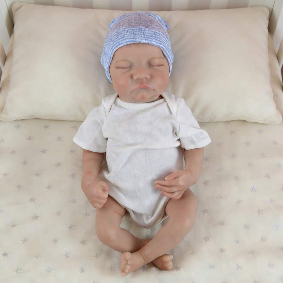 46cm Cute Rebirth Doll 18 Inch Lifelike Sleep Dolls With Realistic Hand Drawn Hair Toys Suitable For Playing At Home Birthday Gift