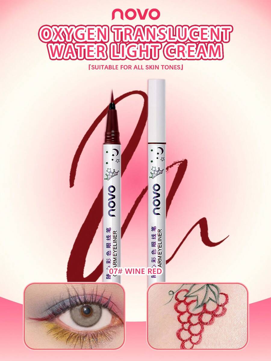 NOVO 防水防汗彩色超细眼线笔，持久不脱妆，适合所有肤质，妆效自然，防晕染 - 女士彩妆