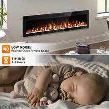 Ultra-Thin Silence Linear Electric Fireplace, Recessed Wall Mounted Fireplace, Fit For 2 X 4 And 2 X 6 Stud, 12 Adjustable Flame Color & Speed,Touch Screen Remote,Halloween Decor - 查看 7