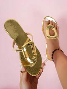 Sandaler med bred passform för kvinnor - Guld - Visa 1