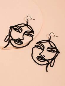 1对女士夸张镂空水滴耳环，长款耳环首饰 - 大款人臉耳墜 - 查看 4