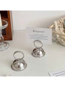 1/3pcs Stainless Steel Stable Base INS Minimalist Design Multi-Function Metal Memo Clip, Name Card Holder, Price Display Rack, Silver - A - View 7