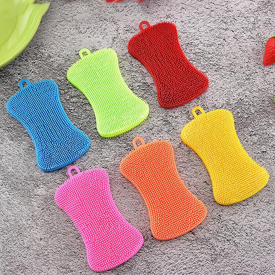 1个随机洗碗刷，多用途清洁刷，洗碗刷，家用厨房锅具清洁刷，洗碗海绵，清洁布 - 多色 - 查看 1