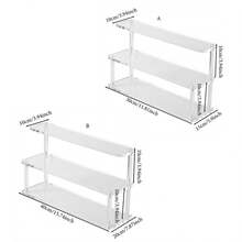 2-Tier Clear Acrylic Organizer Shelf, Multi-Functional Countertop Storage Rack For Kitchen Spice Jars, Coffee Bar Station & Bathroom Vanity, Modern Home Desk Display Stand - Clear - View 2