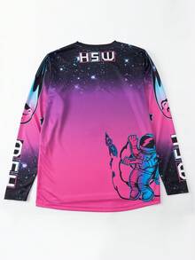 Quần áo xe đạp địa hình leo núi Enduro, áo thun xe đạp MotoDownhill, áo thun nam kiểu Boyfriend Style, áo đạp xe MTB. - Màu tím - Xem 6