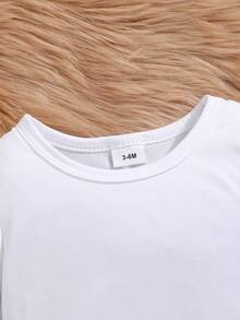 可爱婴儿长袖连体衣，印有可爱卡通字母图案 - 四季皆宜，男女宝宝均可穿着 - 白色 - 查看 4