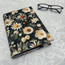 1pc Handmade Ink Chrysanthemum Elegant Fabric Book Cover, Flat Printed Planner/Notebook Sleeve, Gift For Book Lovers And Couples - Single Piece - View 9