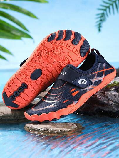 1 Pair Kids' Water Shoes, Multi-Color Options, Parent-Child Shoes, Breathable Fabric Upper, Non-Slip Soft Sole, Outdoor Wading Shoes