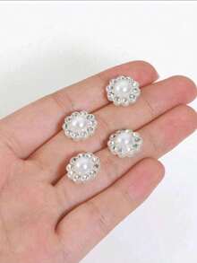 50 pezzi Perline con fondo piatto in strass bianco da 13mm, accessori per capelli fai-da-te con fiocco, materiali eleganti per la creazione di gioielli con perline - Diamante bianco a doppio strato - Visualizzare 5