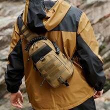 Luya Bag, Camouflage Outdoor Chest Bag, Men's And Women's Multi-Functional Single Shoulder Diagonal Cross Bag, Running Bag, Tactical Equipment, Waterproof Sports Mountaineering Travel Backpack, Hiking, Running, Traveling, Birthdays, New Gifts For Friends And Family - 棕色 - 查看 1