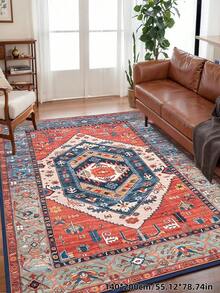 1 tấm thảm phong cách Bohemian hiện đại họa tiết hoa vườn Paris, thích hợp cho phòng khách, chống trượt, màu đỏ gỉ sét, in họa tiết trang trại cổ điển, thích hợp cho phòng ngủ, phòng ăn, ký túc xá, văn phòng, trang trí nhà cửa. - Nhiều màu - Xem 7