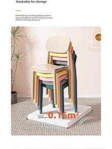 Silla de Comedor Moderna con Respaldo Cuadrado apilable de plástico de Alta Calidad, Modernas sillas de Comedor apilables de plástico Moldeado (Naranja) - Verde - Ver 5