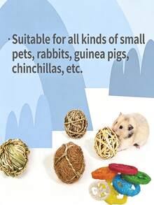 Rabbit Hamster Chew Toy Set, Woven Grass And Luffa Chew Toys For Chinchillas, Guinea Pigs And Small Animals - View 4