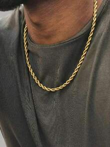 3毫米18K镀金不锈钢扭链项链，银色和金色，男女皆宜，18/20/22/24英寸，圣诞节、新年、节日和生日的完美礼物 - 彩色 - 查看 1