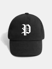 1顶个性化字母网眼棒球帽（1-3岁） - 字母可选A-Z，婴幼儿男女童休闲沙滩旅行防晒帽 - 黑色 - 查看 6