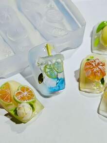 1 pieza Molde de arte de uñas con forma de fruta linda, mini tomate, tomate cherry, fresa, arándano, naranja, limón, molde de silicona transparente - transparente - Ver 7