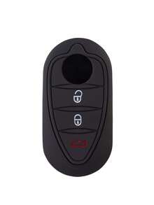 1pc Black Silicone Car Key Fob Cover, Anti-Drop, Fit For Mito Giulietta 159 Brera 4C 3-Button Folding Remote Key CV9267 - A - View 4