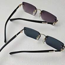 1/2pcs Vintage Frameless Metal Couple Glasses, Best Gift Choice, Fashion Classic Accessory, High Quality, Suitable For Men In Multiple Occasions - Multicolor - View 3