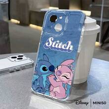 Miniso 迪士尼《星际宝贝》史迪奇和安琪儿情侣款手机壳，适用于iPhone 17/17 Pro/17 Pro Max/17 Air/16/15/14/13/12/11/X系列，iPhone 17 Pro Max手机壳，iPhone 17 Pro手机壳，iPhone 17手机壳，圣诞礼物，送给女朋友 - 無色 - 查看 2