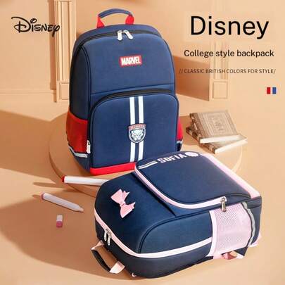  Disney X Marvel Collaboration Backpack, Large Capacity, Made Of Polyester, Big Size, Blue