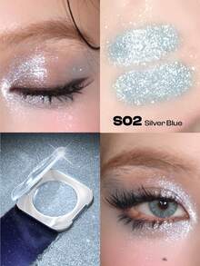 COLORKEY Diamond Mono Eyeshadow, Highly Pigmented Glitter Mono Eyeshadow, Pearlescent Fine Shimmer Single Eye Shadow, Long Lasting Smooth Blendable Quick-Dry Eye Brightening Makeup, High Shine Finish Non-Fading Creamy Powder, Y2K Fancy Makeup For Women Girls Spring Summer, Birthday Mother's Day Gift Rave Party Ready - 02 Mercury Blue - 查看 1