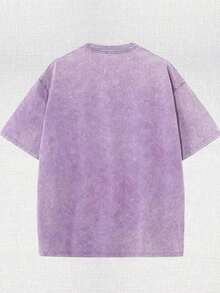 Disney Cars Lightning McQueen "It's My Birthday" Vintage Wash Short Sleeve T-Shirt: Purple Acid Wash Tee With Custom Name On Chest, Back Graphic Of McQueen, Mater, Birthday Cake, Balloons And "IT'S MY BIRTHDAY!" Text, 100% Cotton, Perfect For Birthday Parties, Disney Fans And Kids, Ideal Gift - Purple - View 2