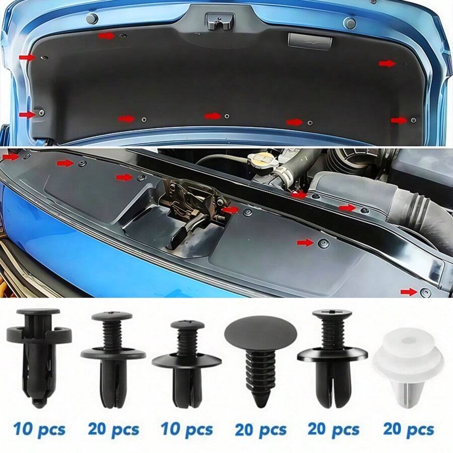 100pcs Multi-Purpose Automotive Fastener Clips, Black Nylon Material, Bumper Fixers, Fender Clips, Durable And Sturdy, Commonly Used Auto Repair And Modification Accessories