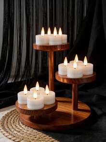 12pcs White Flameless LED Tealight Candles Set, Flickering Candle Lights For Halloween, Christmas, Birthday Party, Wedding And Other Holidays - White - View 4