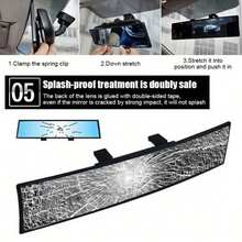 Automotive Wide-Angle Mirrors, Anti-Glare HD Field Of View Increase Your Driving Safety & Visibility - Universal Car Rearview Mirror Auxiliary Mirror With Glass & Wide-Angle View Clip-On Design,Easy To Install - Black - 查看 6