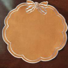 Bow Embroidered Placemats Linen Heat-Resistant Placemats For Home Restaurant Party And More - Orange - View 1