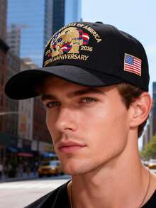 USA 250th Anniversary Embroidered Eagle Baseball Cap, Patriotic American Flag Adjustable Hat - A - View 3