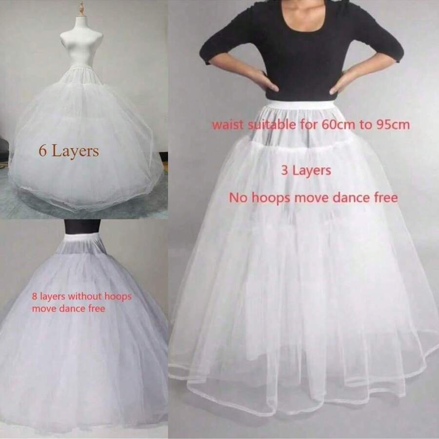 女士康康裙衬裙无裙撑高品质三层六层八层无裙撑舞蹈自由 - 彩色 - 查看 1