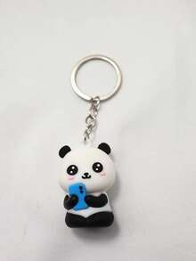 3pcs Cute Panda Cartoon Keychain, Fashionable For Daily Use - Multicolor - View 3
