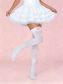 1双日式蝴蝶结过膝袜，JK天鹅绒柔软中厚袜，黑白性感学院风高筒袜，适合日常上学、角色扮演等场合。 - 彩色 - 查看 6