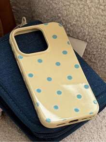 Polka Dot Printed Fashion TPU Anti-Drop Phone Protective Case, Fits For [Phone Model] Waterproof Shockproof Scratch Resistant - 黃色 - 查看 2