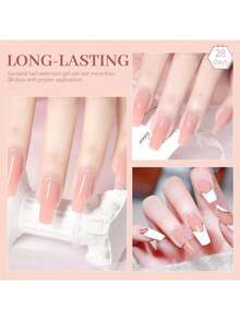 Saviland 美甲凝胶套装 30ml 裸粉色硬胶美甲延长套装，含气垫底胶、加固胶、延长胶、100片美甲贴片和亚克力刷套装，家用美甲沙龙DIY美甲入门套装 - 裸粉色 - 查看 5