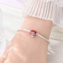 1PC925 Silver-Plated 'Travel' Charm Just Go! Red Travel Bag, Hamburger Cat, Music, ROCK Kitten, I Myself Happy Cat, Cute Mushroom, Little Hedgehog, Snail Head Mushroom Pendant Charms, Women's Original DIY Jewelry, Snake Bone Chain, Suitable For Music Festivals, Birthdays, Carnivals, And Ramadan Gifts - Multicolor - View 8