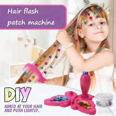 1 Set Shiny Hair Accessories DIY Sequin Stamp Kit, With Glitter Effect - Self-Adhesive Shiny Hair Decals, Includes Storage Box, Multi-Color & Shape Plastic Sequins, Easy To Use, Birthday & Christmas Gift, Party Decoration, Daily Hairstyle, Girls Hair DIY