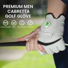 FINGER TEN 高级高尔夫手套，男士左手款，单只装，带球位标记，采用柔软的卡布雷塔羊皮和全天候防滑材质，带来极致舒适和奢华体验，是每位右手高尔夫球手的理想之选。 - 白色 - 查看 7