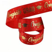 5pcs/Set Graduation Satin Ribbon, 1 Inch Congratulations Graduation Satin Ribbon With Gold Foil Print, Polyester Material, Suitable For Graduation Gift Packaging, Graduation Wreaths, 24.6 Yards, Graduation Gift - Multicolor - View 12