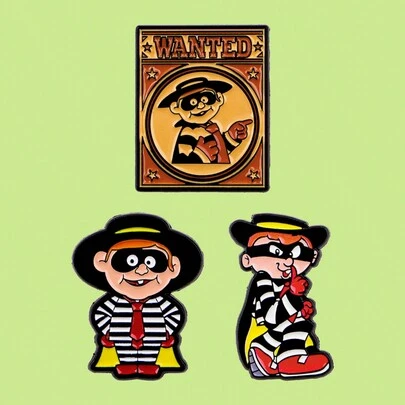 Alfileres de esmalte con prisioneros buscados de Hamburgo, broche de ladrón de dibujos animados divertido, insignia de metal para solapa en mochila, ropa, accesorios y joyas de moda como regalo