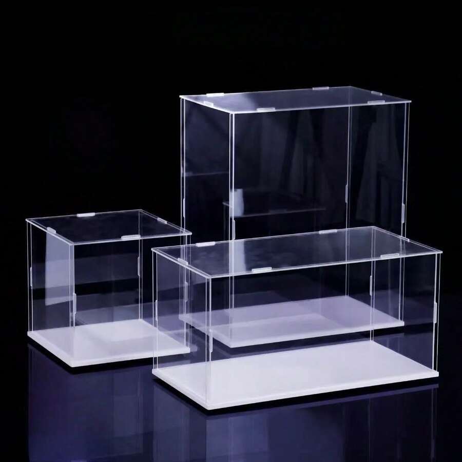1个透明白色亚克力展示盒 - 防尘收纳盒，适用于人偶、模型、玩偶 - 艺术收藏展示架
