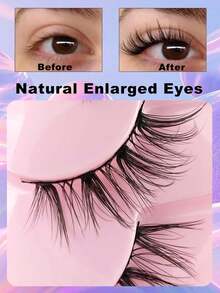 7 Pairs Natural Half Eye Lash Mermaid Tail Cat-Eye Faux-Mink Lashes | Black-Band 3D Wispy Shorties | Soft Natural Volume For Desk-To-Date, Brunch, Zoom Calls, Passport-Photo Ready, Wedding Guests, Travel & Festival Looks - Black - View 4
