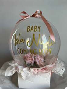 1 pieza - Globo transparente personalizable con nombre, globo de cumpleaños personalizado, diseño de globo personalizado, etiqueta adhesiva con nombre personalizado y globo transparente, gran bola elástica transparente, globo elástico transparente que se puede reventar, adecuado para bodas, celebraciones y fiestas - Multicolor - Ver 6