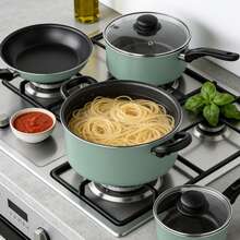 7 Piece Nonstick Aluminum Pots And Pans Cookware Set, Green - 查看 1