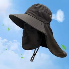 1 st. herr sommarsolhatt, solskyddshatt för utomhusfiske med ansiktsmask, UV-skyddande - hinkhatt - Visa 9