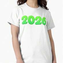 2026, Green Classic T-Shirt - 白色 - 查看 1