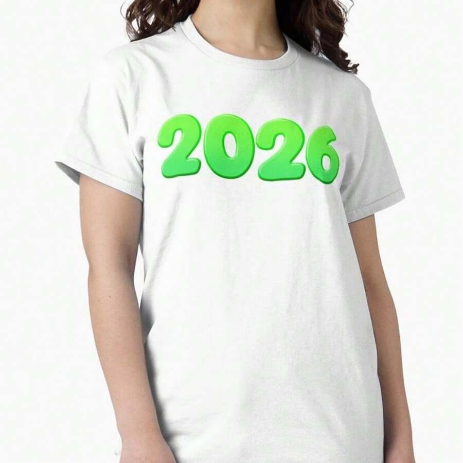 2026, Green Classic T-Shirt - 白色 - 查看 1