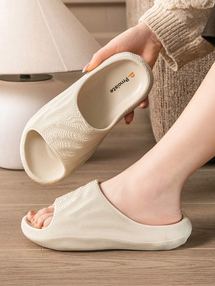 Women's Pixel Texture Sandals, Women's Platform Shower Slippers, Fashionable Household EVA - White - View 1